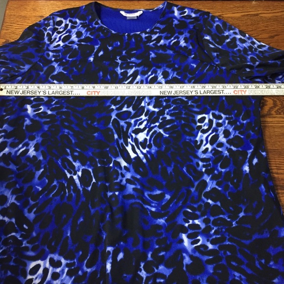 Alia Women Lined Blue Leopard Print Top Sz 2x D - Picture 5 of 7